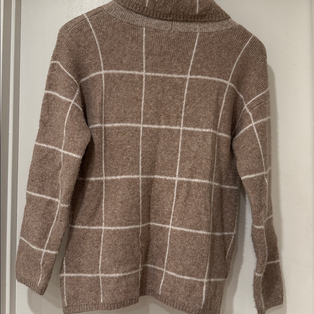 Madewell Heather Driftwood Windowpane Turtleneck Sweater Sz XS - Picture 7 of 10